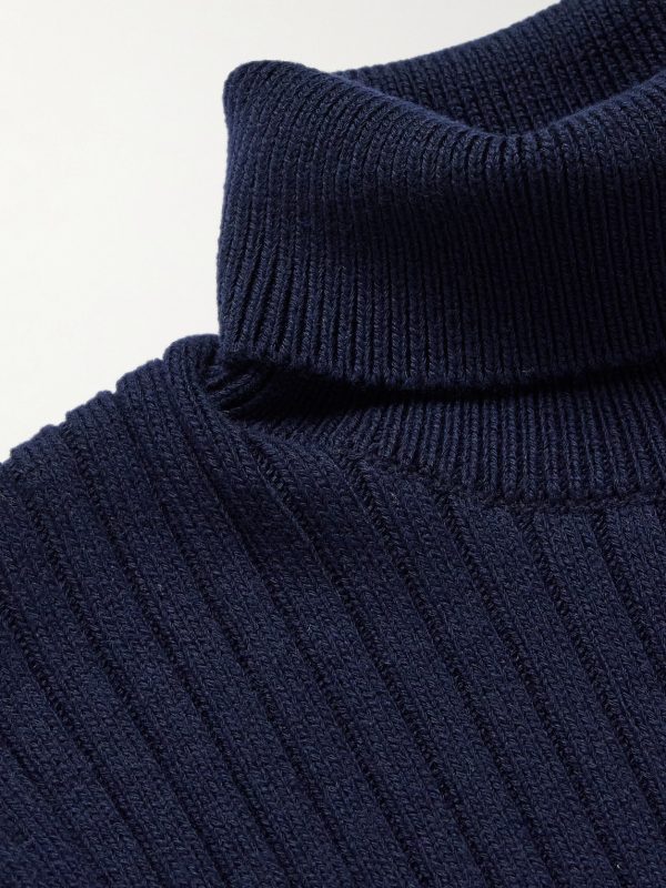 Ribbed Merino Wool and Cotton-Blend Rollneck Sweater - CU Ribbed Merino Wool and Cotton-Blend Rollneck Sweater - CU