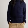 Ribbed Merino Wool and Cotton-Blend Rollneck Sweater - FR Ribbed Merino Wool and Cotton-Blend Rollneck Sweater - FR