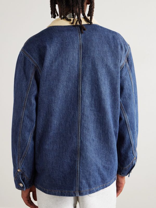 Corduroy-Trimmed Denim Barn Jacket - BK Corduroy-Trimmed Denim Barn Jacket - BK