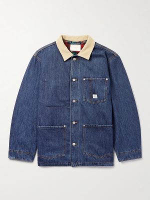 Corduroy-Trimmed Denim Barn Jacket