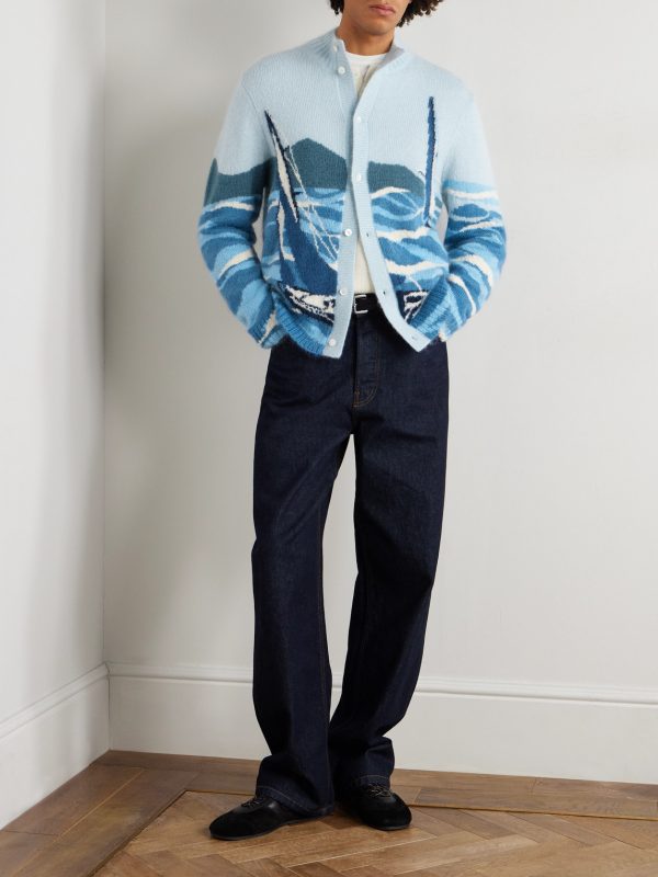 Seascape Intarsia Mohair-Blend Cardigan - OU