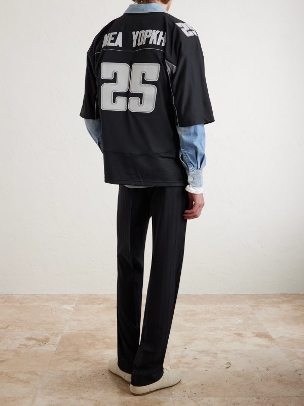 + Mitchell & Ness Oversized Appliquéd Mesh T-Shirt - BK + Mitchell & Ness Oversized Appliquéd Mesh T-Shirt - BK