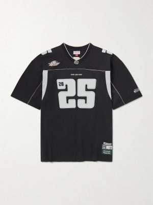 + Mitchell & Ness Oversized Appliquéd Mesh T-Shirt