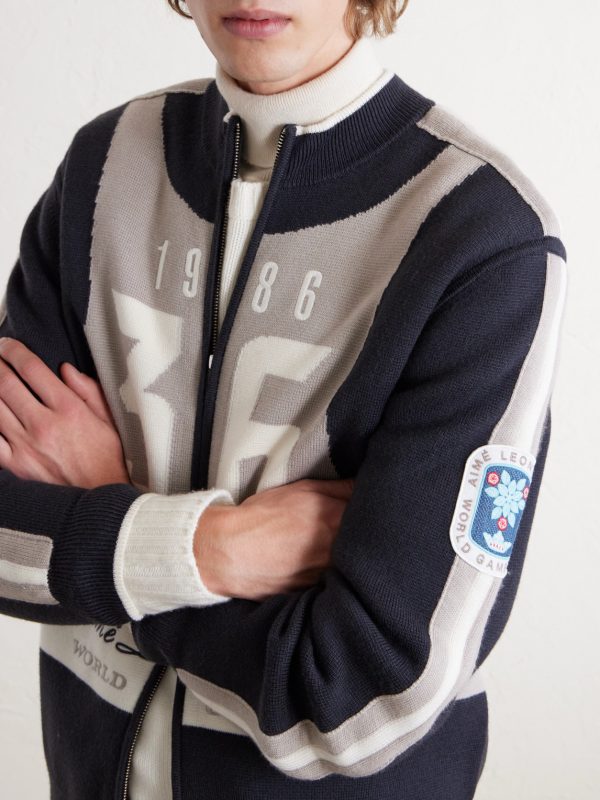 Logo-Jacquard Wool Zip-Up Sweater - CU Logo-Jacquard Wool Zip-Up Sweater - CU