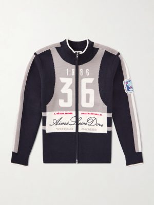 Logo-Jacquard Wool Zip-Up Sweater Logo-Jacquard Wool Zip-Up Sweater
