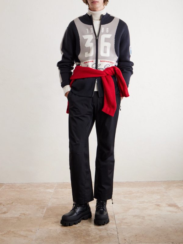 Logo-Jacquard Wool Zip-Up Sweater - OU Logo-Jacquard Wool Zip-Up Sweater - OU