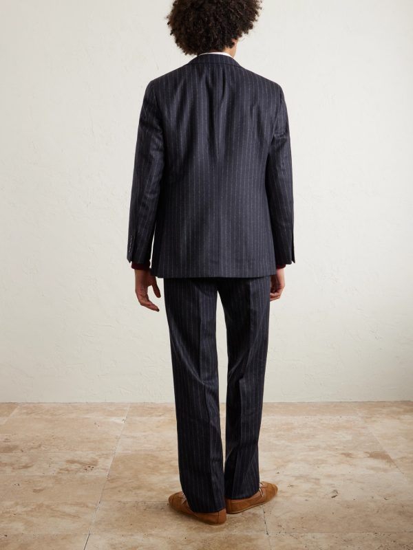 Double-Breasted Pinstriped Wool Suit Jacket - BK Double-Breasted Pinstriped Wool Suit Jacket - BK