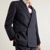 Double-Breasted Pinstriped Wool Suit Jacket - FR Double-Breasted Pinstriped Wool Suit Jacket - FR