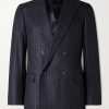 Double-Breasted Pinstriped Wool Suit Jacket Double-Breasted Pinstriped Wool Suit Jacket