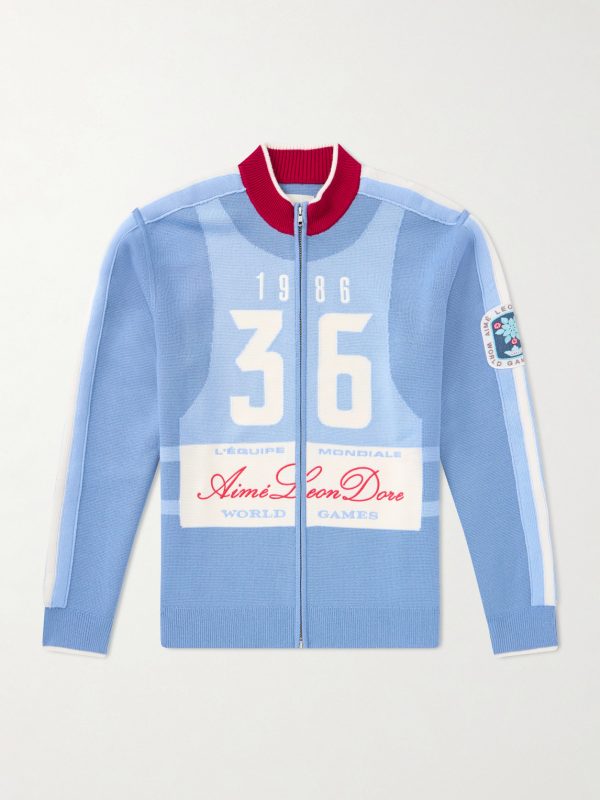 Logo-Jacquard Wool Zip-Up Sweater Logo-Jacquard Wool Zip-Up Sweater