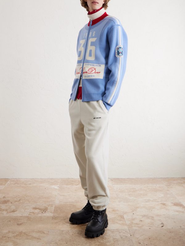 Logo-Jacquard Wool Zip-Up Sweater - OU Logo-Jacquard Wool Zip-Up Sweater - OU