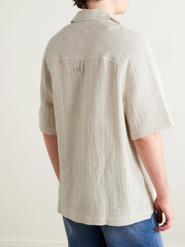Fonccio Camp-Collar Cotton and Linen-Blend Shirt - BK Fonccio Camp-Collar Cotton and Linen-Blend Shirt - BK