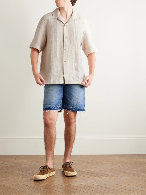 Fonccio Camp-Collar Cotton and Linen-Blend Shirt - OU Fonccio Camp-Collar Cotton and Linen-Blend Shirt - OU