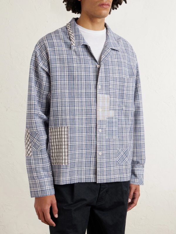 Greetings Camp-Collar Patchwork Checked Organic Cotton Shirt - FR Greetings Camp-Collar Patchwork Checked Organic Cotton Shirt - FR