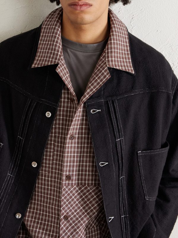 PA Camp-Collar Patchwork Checked Organic Cotton Shirt - CU PA Camp-Collar Patchwork Checked Organic Cotton Shirt - CU