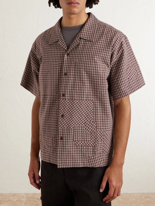 PA Camp-Collar Patchwork Checked Organic Cotton Shirt - FR PA Camp-Collar Patchwork Checked Organic Cotton Shirt - FR
