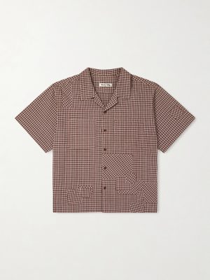 PA Camp-Collar Patchwork Checked Organic Cotton Shirt