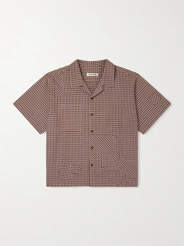 PA Camp-Collar Patchwork Checked Organic Cotton Shirt PA Camp-Collar Patchwork Checked Organic Cotton Shirt