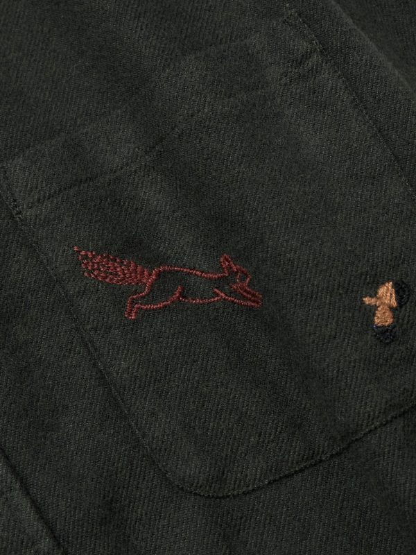 Fall Leaves Embroidered Cotton-Flannel Shirt - E1 Fall Leaves Embroidered Cotton-Flannel Shirt - E1