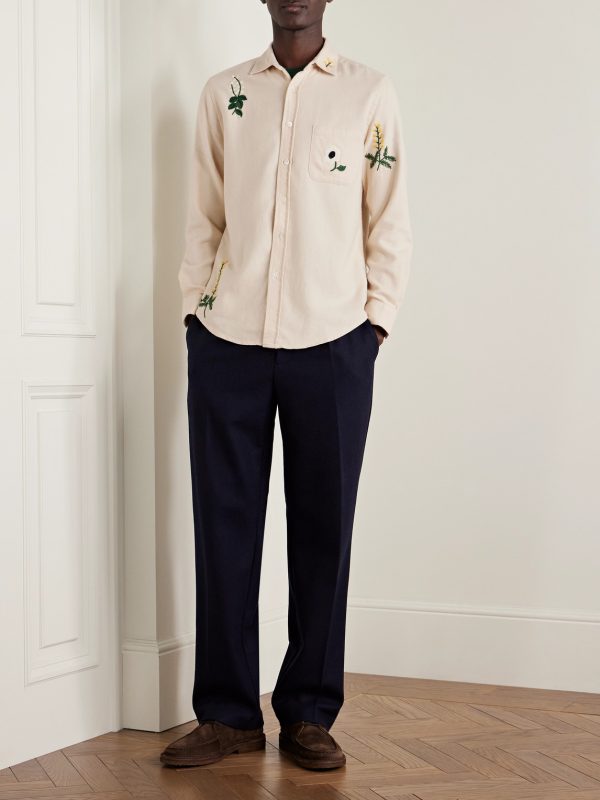 Embroidered Organic Cotton-Flannel Shirt - OU