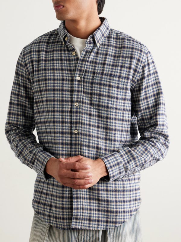 Vouga Button-Down Collar Checked Organic Cotton-Flannel Shirt - FR Vouga Button-Down Collar Checked Organic Cotton-Flannel Shirt - FR