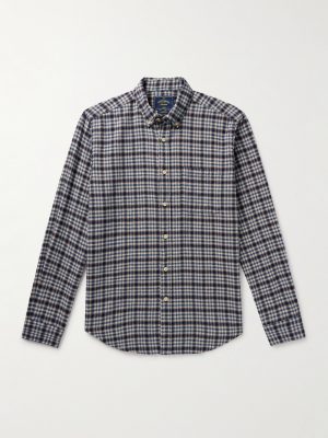 Vouga Button-Down Collar Checked Organic Cotton-Flannel Shirt