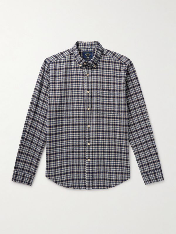 Vouga Button-Down Collar Checked Organic Cotton-Flannel Shirt Vouga Button-Down Collar Checked Organic Cotton-Flannel Shirt