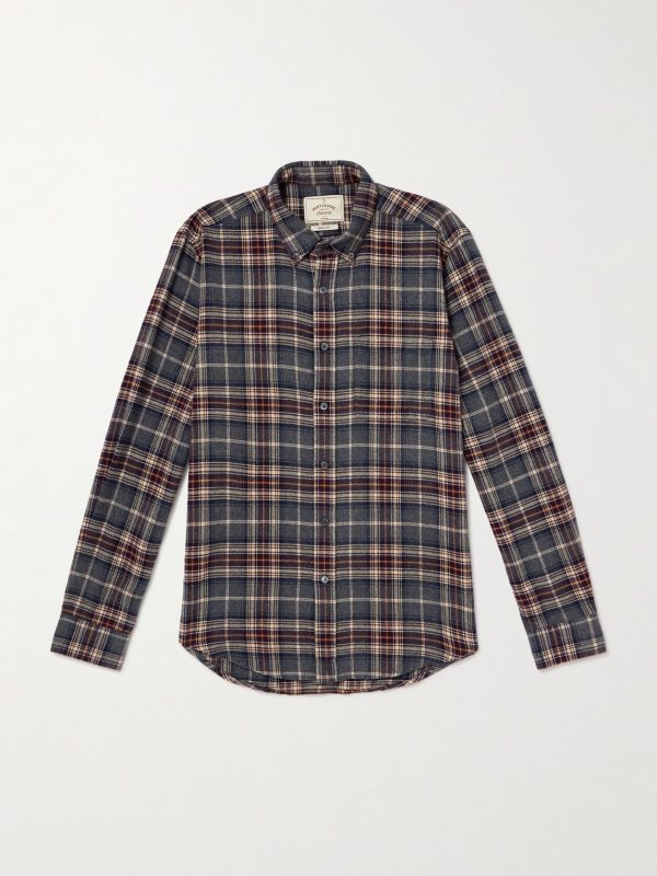 Augusta Button-Down Collar Checked Cotton Shirt Augusta Button-Down Collar Checked Cotton Shirt