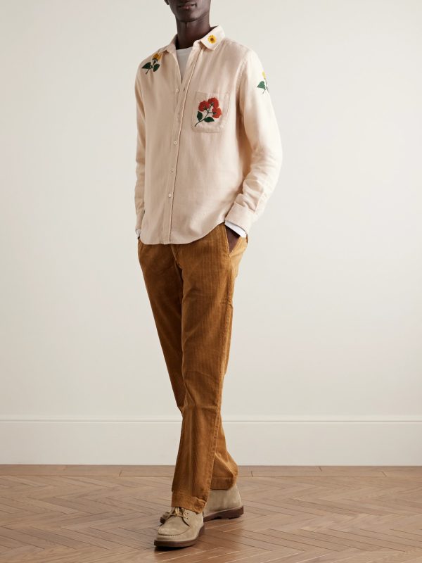 Embroidered Organic Cotton-Flannel Shirt - OU Embroidered Organic Cotton-Flannel Shirt - OU