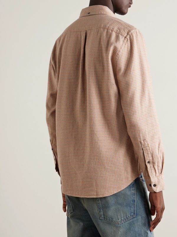 Estudo Button-Down Collar Checked Organic Cotton-Flannel Shirt - BK Estudo Button-Down Collar Checked Organic Cotton-Flannel Shirt - BK