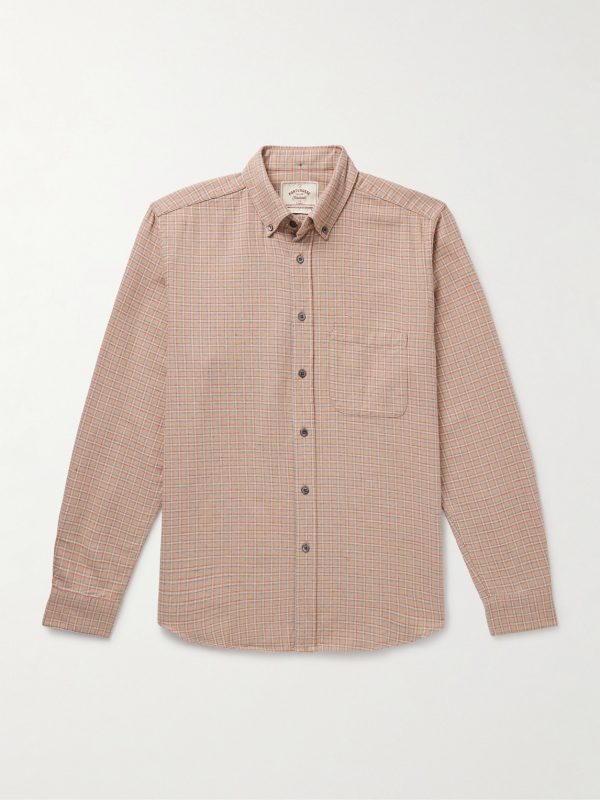 Estudo Button-Down Collar Checked Organic Cotton-Flannel Shirt Estudo Button-Down Collar Checked Organic Cotton-Flannel Shirt