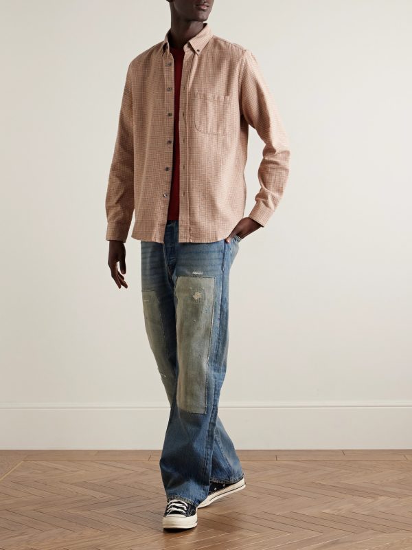 Estudo Button-Down Collar Checked Organic Cotton-Flannel Shirt - OU Estudo Button-Down Collar Checked Organic Cotton-Flannel Shirt - OU