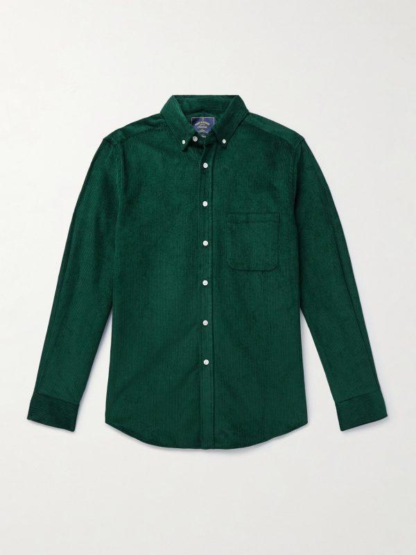 Lobo Button-Down Collar Cotton-Corduroy Shirt