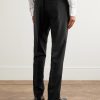 Tapered Wool Tuxedo Trousers - BK Tapered Wool Tuxedo Trousers - BK