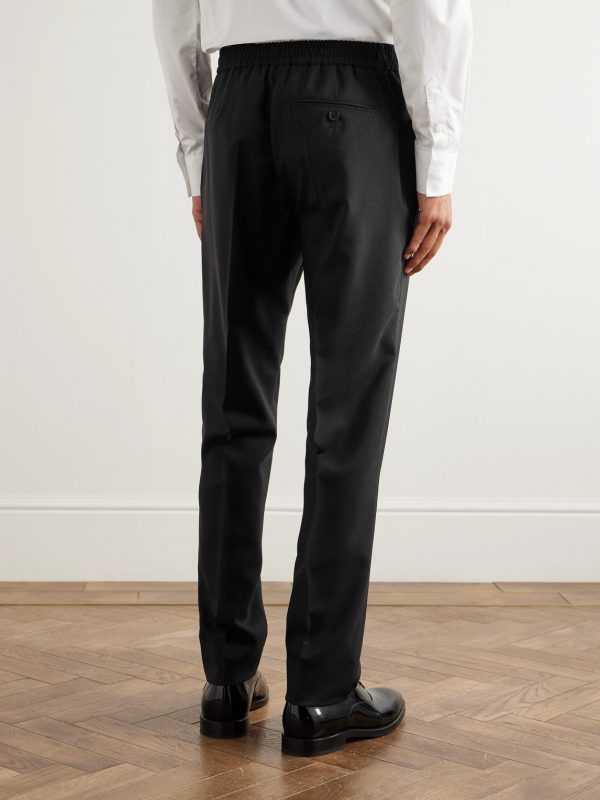 Tapered Wool Tuxedo Trousers - BK Tapered Wool Tuxedo Trousers - BK