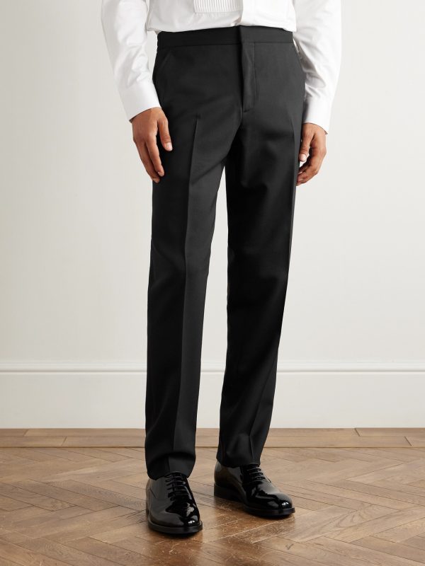 Tapered Wool Tuxedo Trousers - FR Tapered Wool Tuxedo Trousers - FR