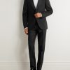 Tapered Wool Tuxedo Trousers - OU Tapered Wool Tuxedo Trousers - OU