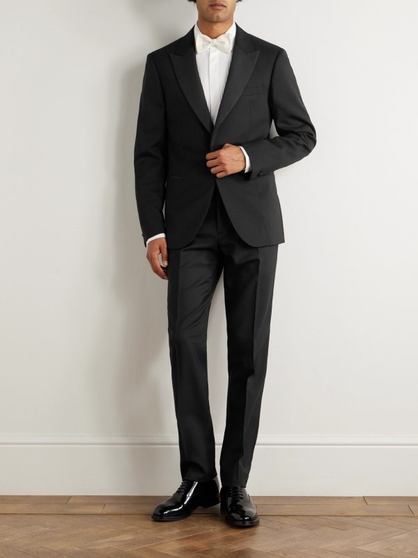Tapered Wool Tuxedo Trousers - OU Tapered Wool Tuxedo Trousers - OU