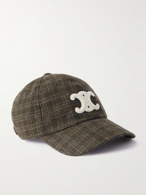 Logo-Appliquéd Checked Wool-Felt Baseball Cap Logo-Appliquéd Checked Wool-Felt Baseball Cap