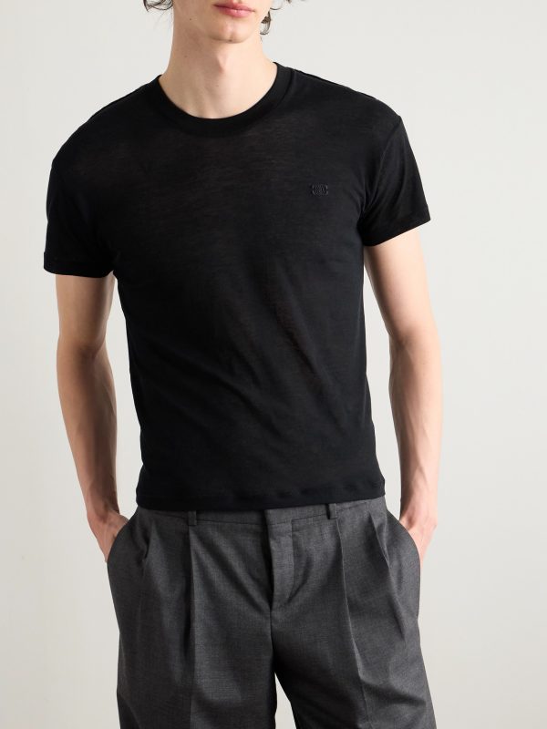 Slim-Fit Logo-Embroidered Cotton-Jersey T-Shirt - FR Slim-Fit Logo-Embroidered Cotton-Jersey T-Shirt - FR
