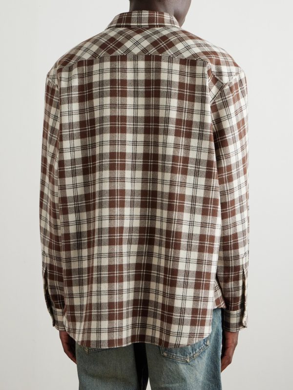 Logo-Embroidered Checked Wool-Flannel Shirt - BK Logo-Embroidered Checked Wool-Flannel Shirt - BK