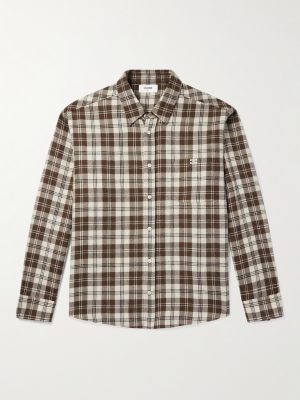 Logo-Embroidered Checked Wool-Flannel Shirt Logo-Embroidered Checked Wool-Flannel Shirt