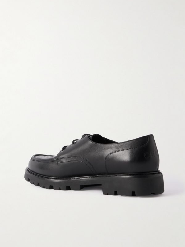 Logo-Perforated Leather Derby Shoes - BK Logo-Perforated Leather Derby Shoes - BK