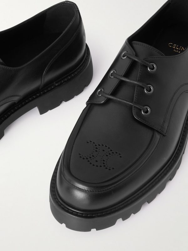 Logo-Perforated Leather Derby Shoes - CU Logo-Perforated Leather Derby Shoes - CU