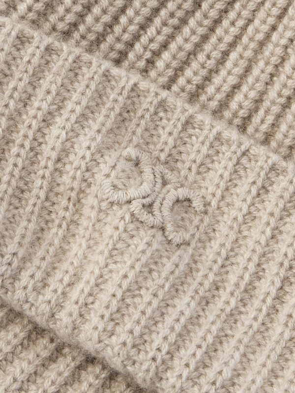 Logo-Embroidered Ribbed Cashmere Beanie - CU Logo-Embroidered Ribbed Cashmere Beanie - CU