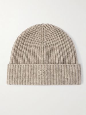 Logo-Embroidered Ribbed Cashmere Beanie