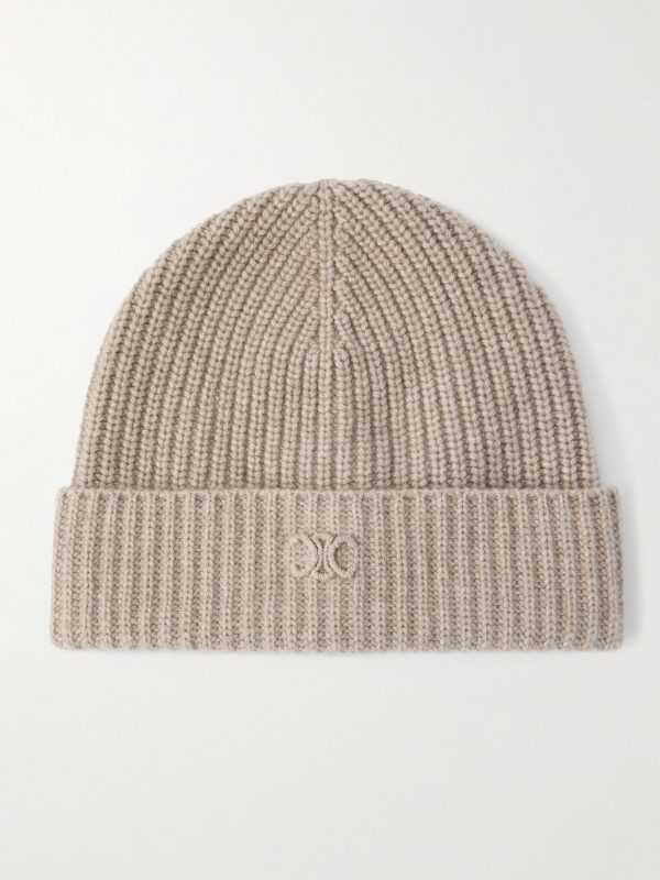 Logo-Embroidered Ribbed Cashmere Beanie Logo-Embroidered Ribbed Cashmere Beanie