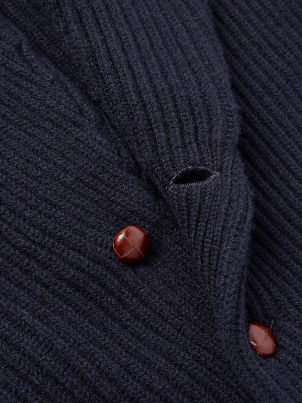Shawl-Collar Ribbed Wool Cardigan - CU Shawl-Collar Ribbed Wool Cardigan - CU