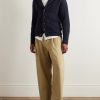 Shawl-Collar Ribbed Wool Cardigan - OU Shawl-Collar Ribbed Wool Cardigan - OU