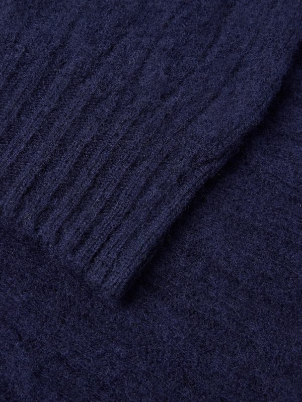 Cable-Knit Brushed Shetland Wool Sweater - CU Cable-Knit Brushed Shetland Wool Sweater - CU